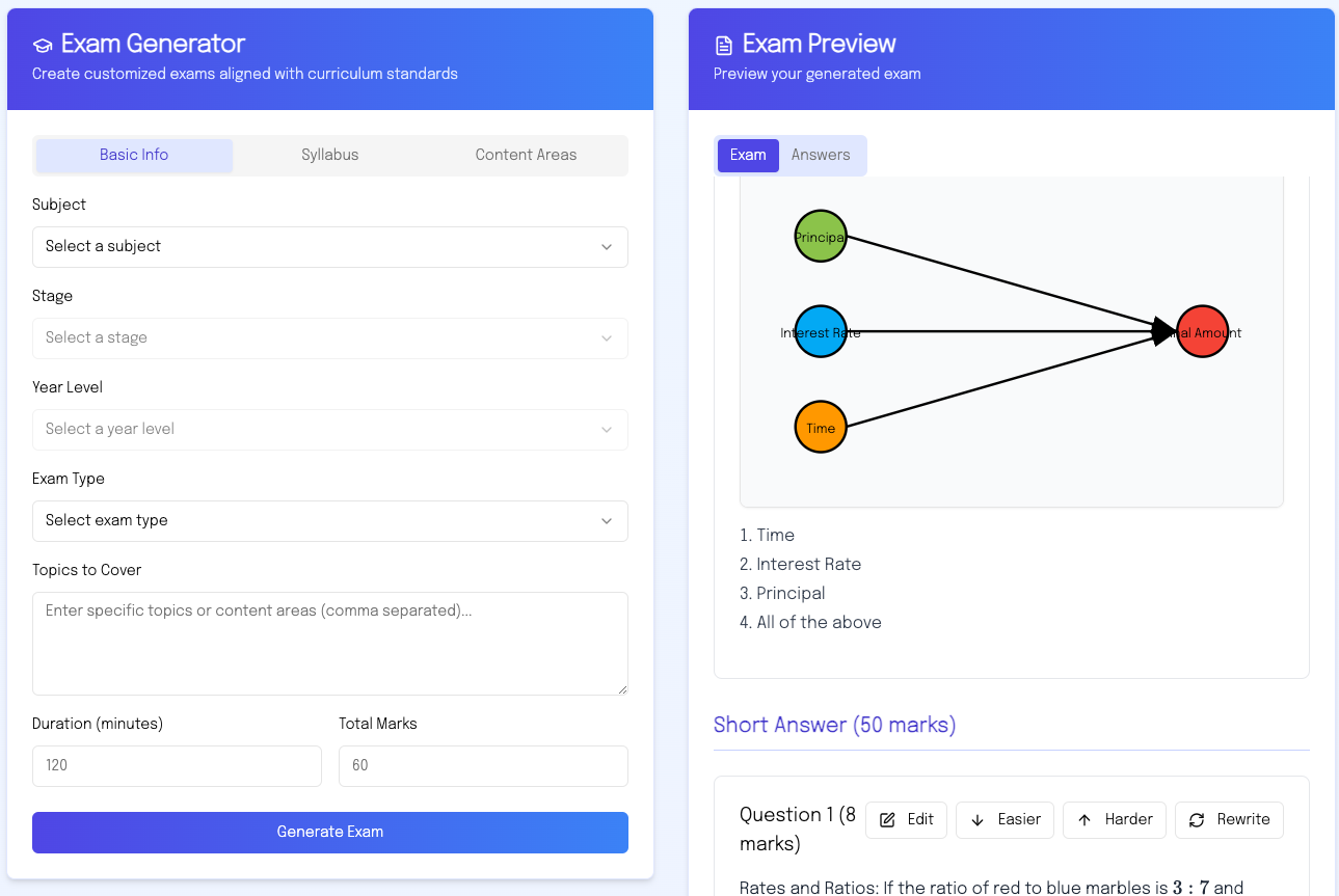 EdEase platform interface showing teacher and student views